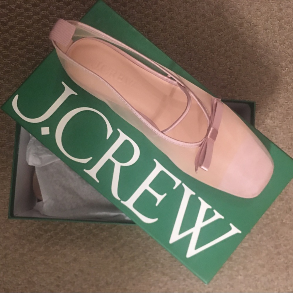 J. Crew Pink Flats with Elastic Strap and Textured Fabric